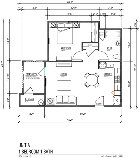 1 Bedroom 1 Bathroom Floor Plan A of Vista De La Sierra